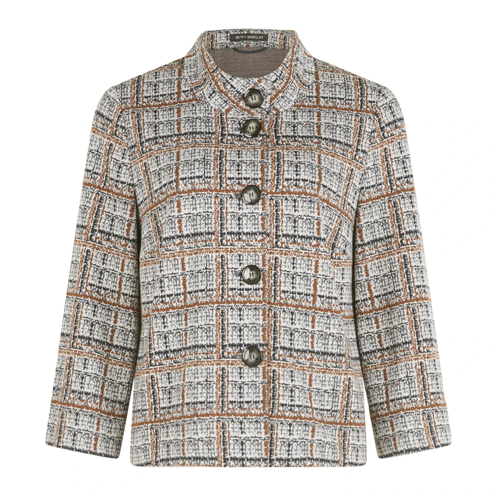Betty Barclay Geruite Sweatblazer met 3 4 Mouwen Gray Dames