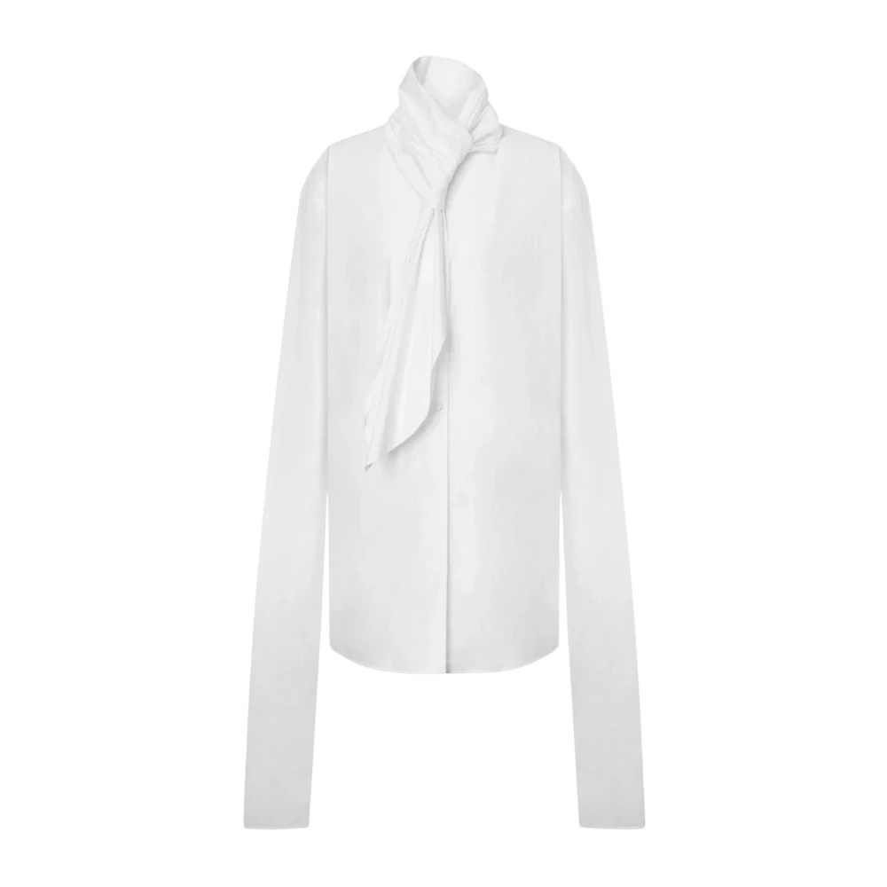 Alberta Ferretti Women's White Blouses, S, Lavallière Collar Shirt
