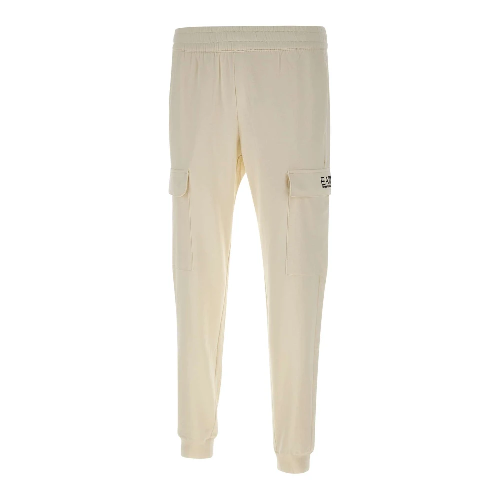 Emporio Armani Ea7 Herr Vit Byxor M, Bomull, Stretch Cotton Jogger