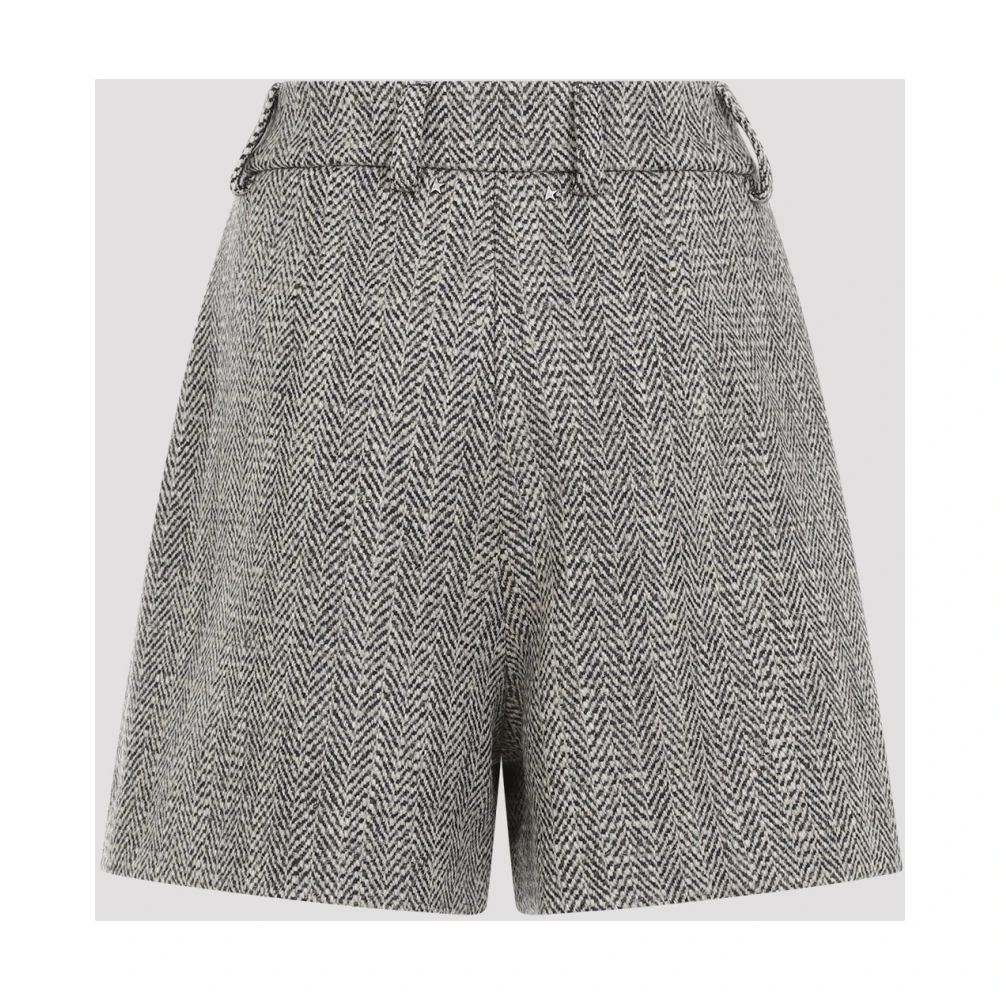 Golden Goose Midnight Herringbone Pleated Short Pants Gray Dames