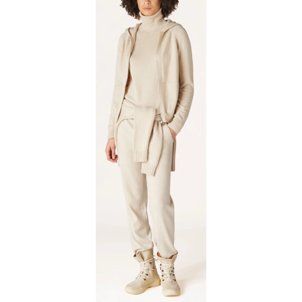 Loro Piana Kasjmier Gebreide Hoodie en Broek Set Beige Dames
