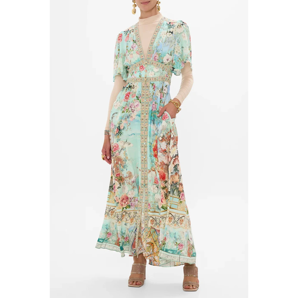 Camilla Zijden jurk met vlindermouwen Multicolor Dames