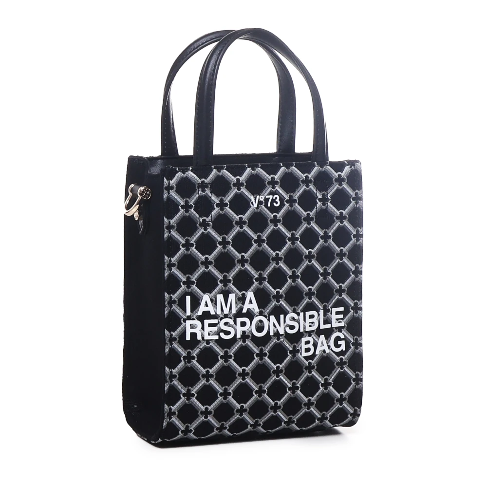 V73 Geometrische Print Zwarte Tas Black Dames