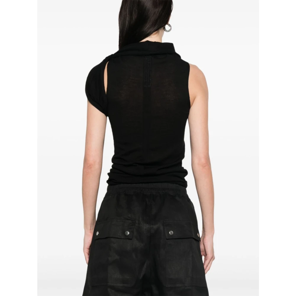 Rick Owens Zwarte Cowl Neck Top zonder mouwen Black Dames