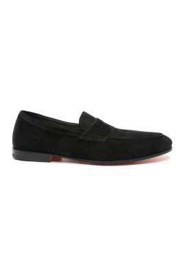 Svarta Mocka Loafers med Lädersula
