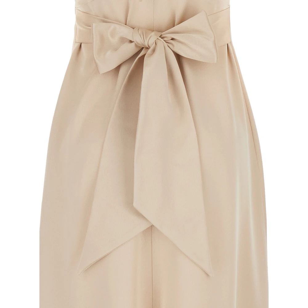 Plain Units Beige Korte Mouw Lange Jurk Beige Dames