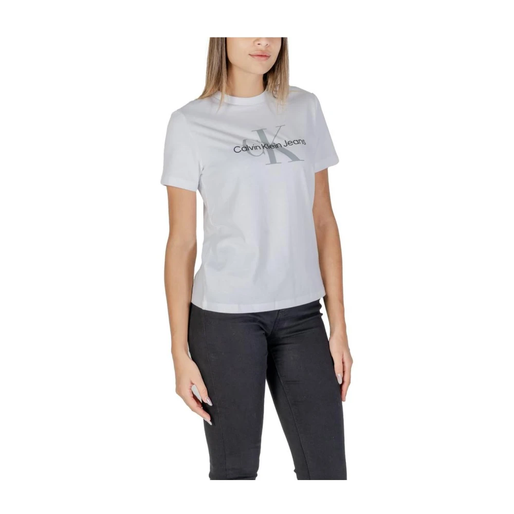 Calvin Klein Jeans Wit Katoen Monogram Crew Neck T-Shirt White Dames