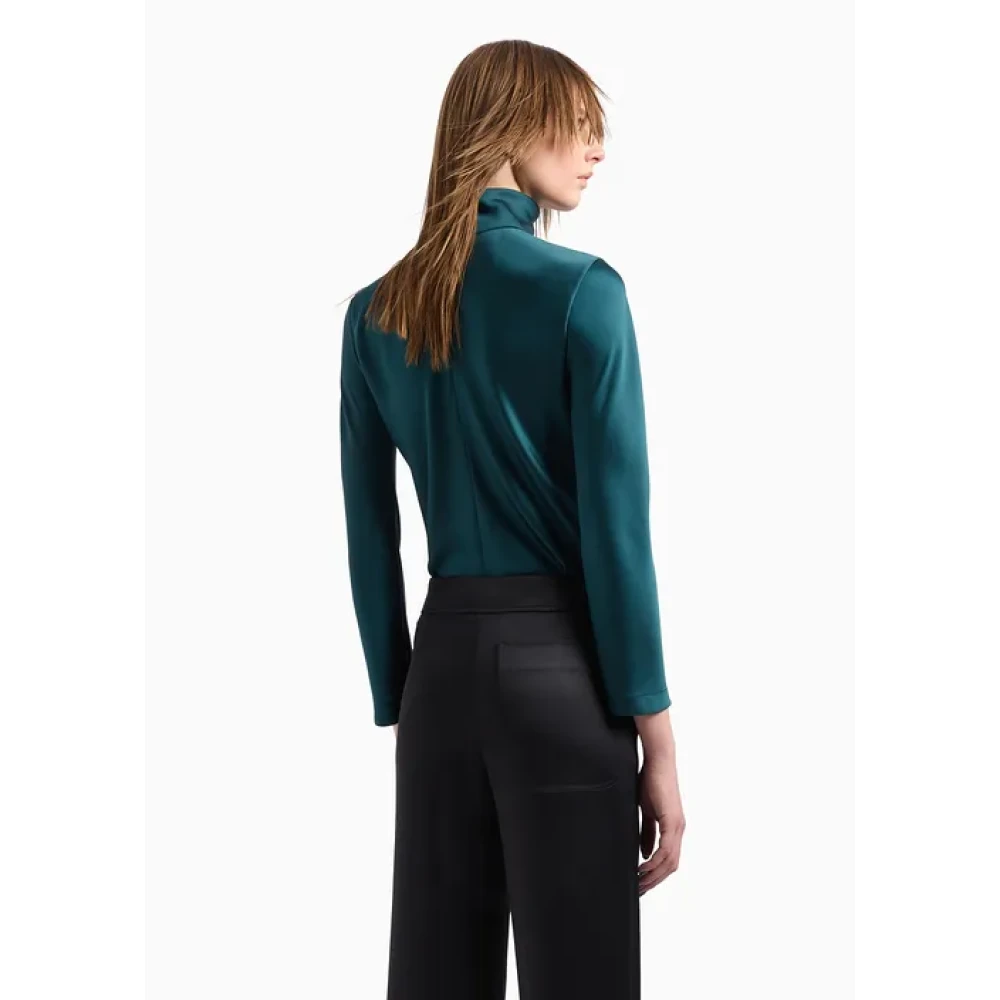 Giorgio Armani Elegante Groene Zijden Blouse Green Dames
