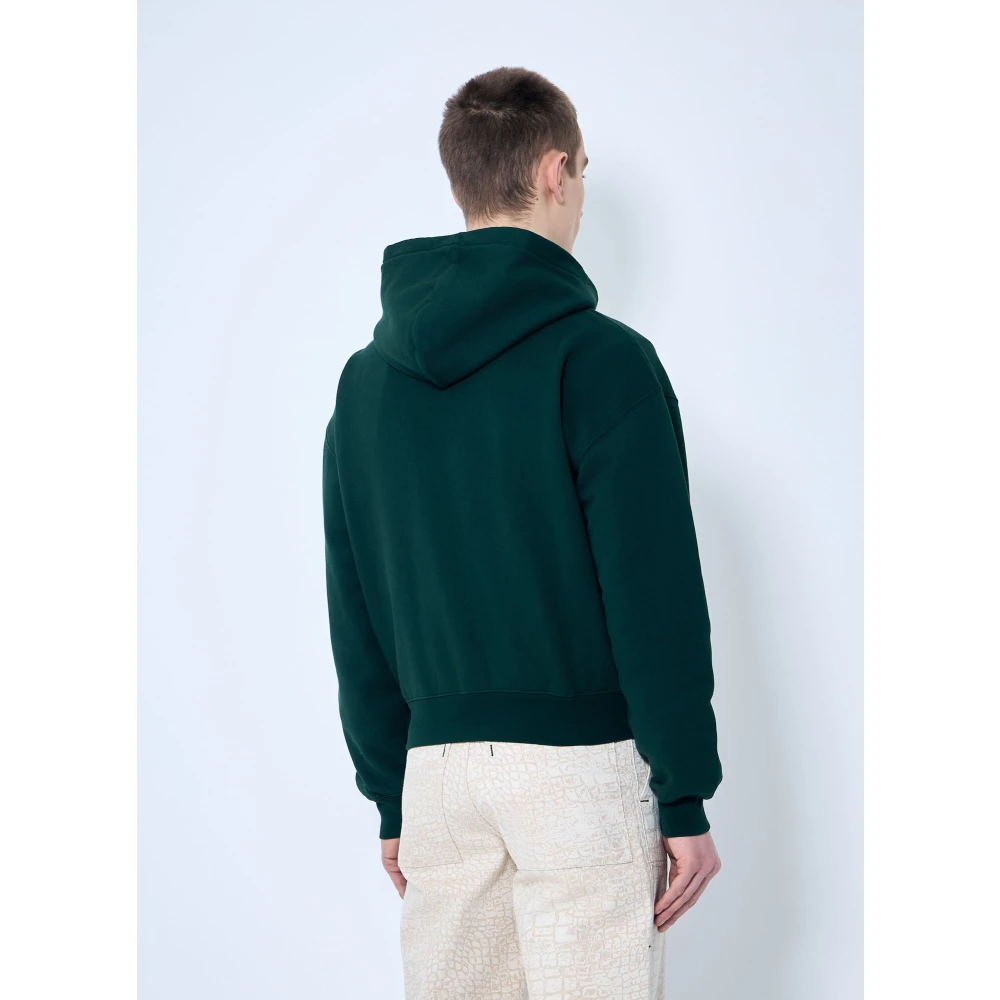 Jacquemus Logo Patch Zip-Up Hoodie Green Heren