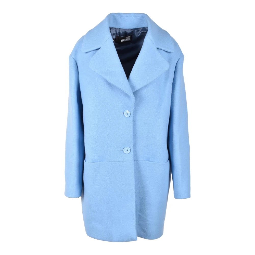 Love Moschino Wollen Jas Blue Dames