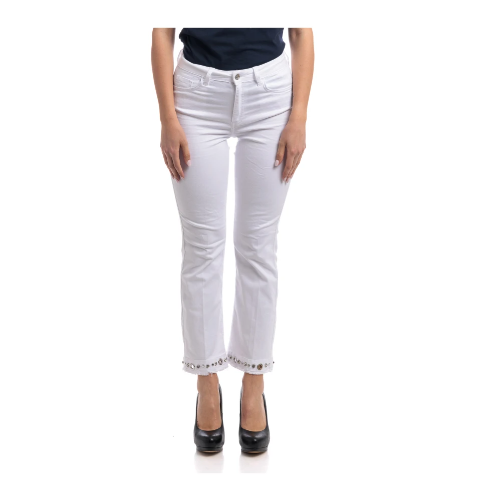 Liu Jo Flare Jeans met studs en strass White Dames
