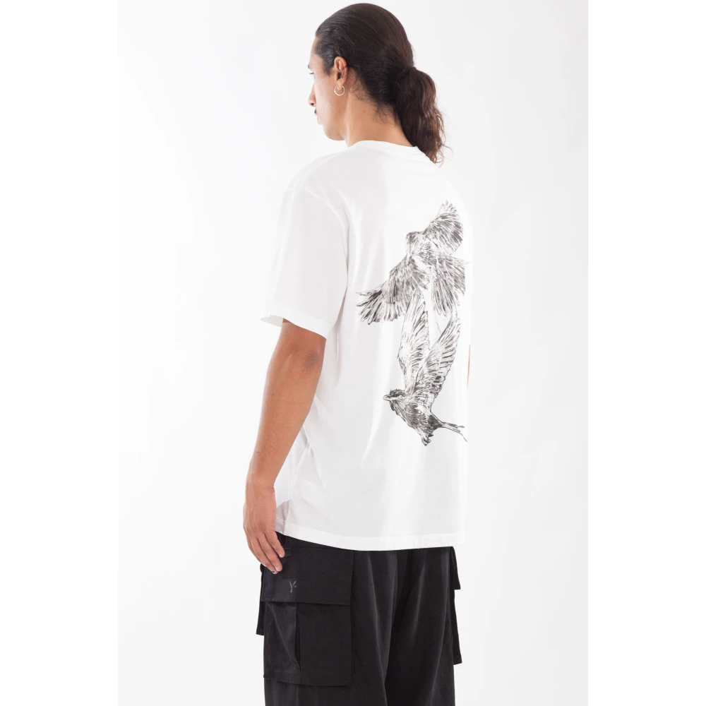 Y-3 Krijtwit Grafische T-shirt met achterkant White Heren
