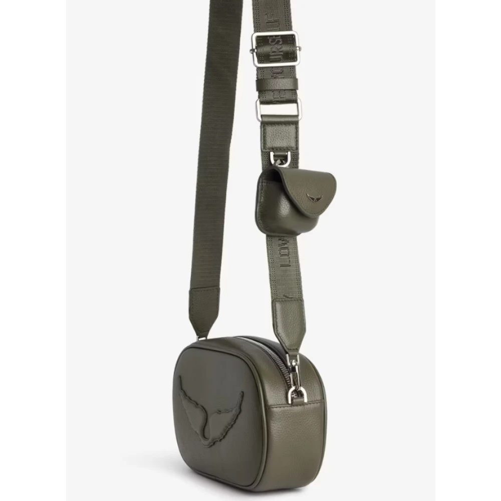 Zadig & Voltaire Khaki Leren Cameratas met Oortelefoonhoes Green Dames