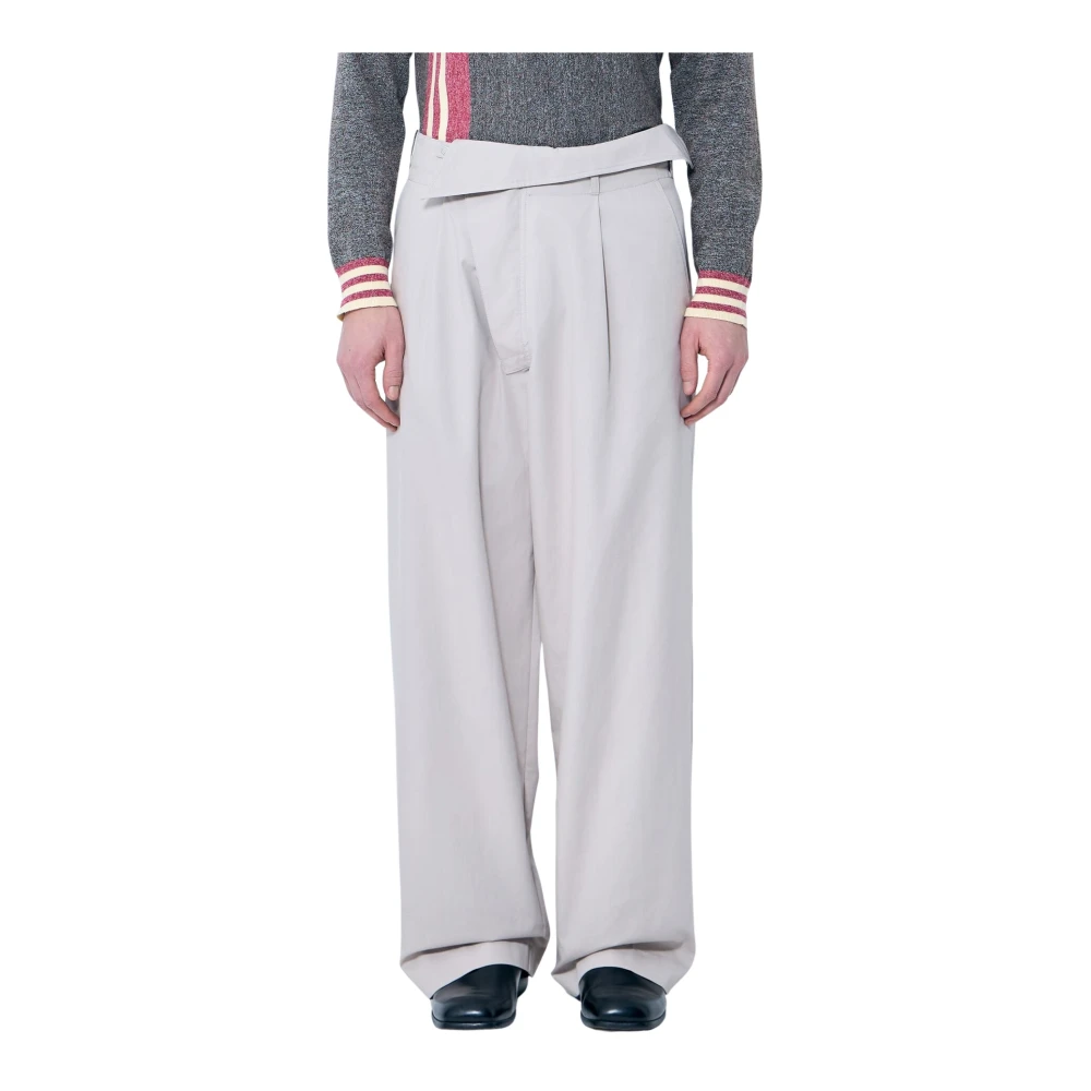 Kiko Kostadinov Fold-over Plain Weave Broek White Heren