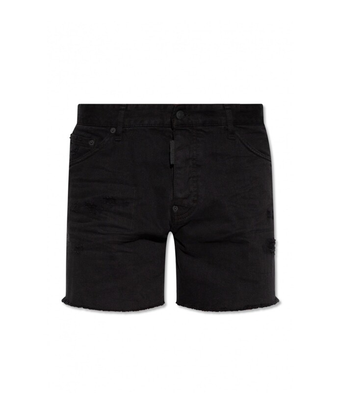 black-cotton-shorts-fringe-finish