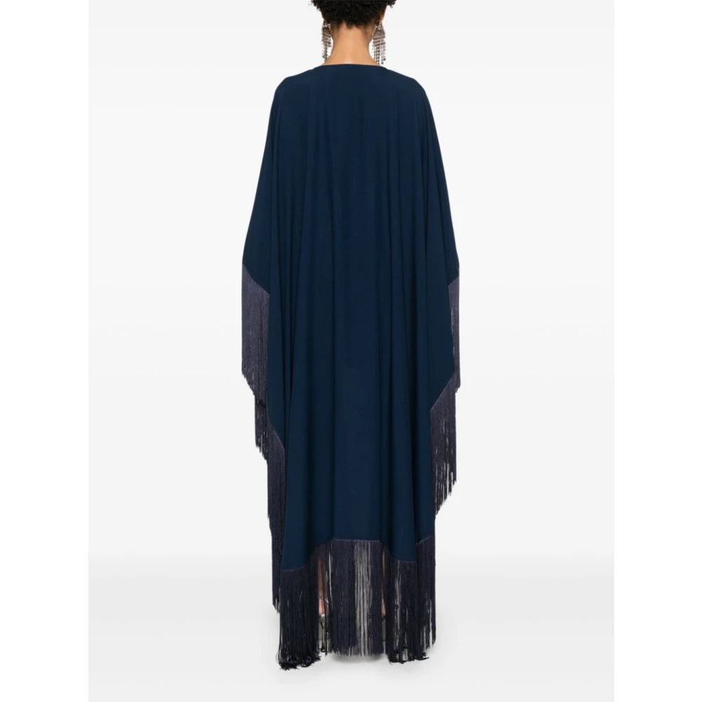 Taller Marmo Blauwe Cape Jurk met Franjedetails Blue Dames