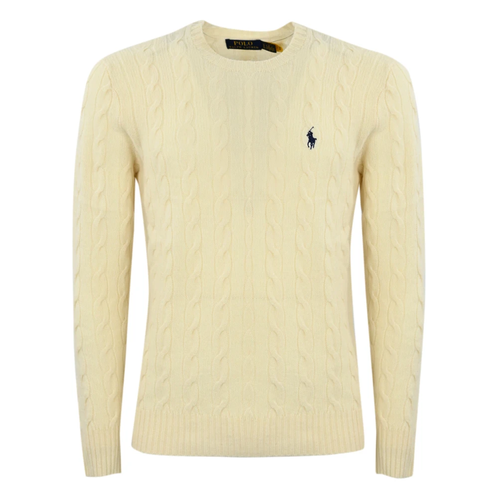 Polo Ralph Lauren Vit Kabelstickad Tröja White, Herr