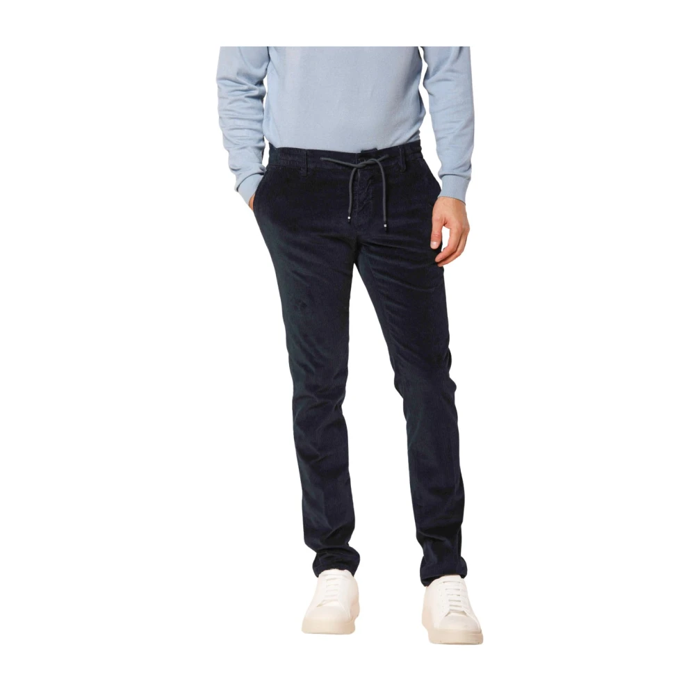 Mason's Navy Blauwe Velvet Chino Jogger Broek Blue Heren