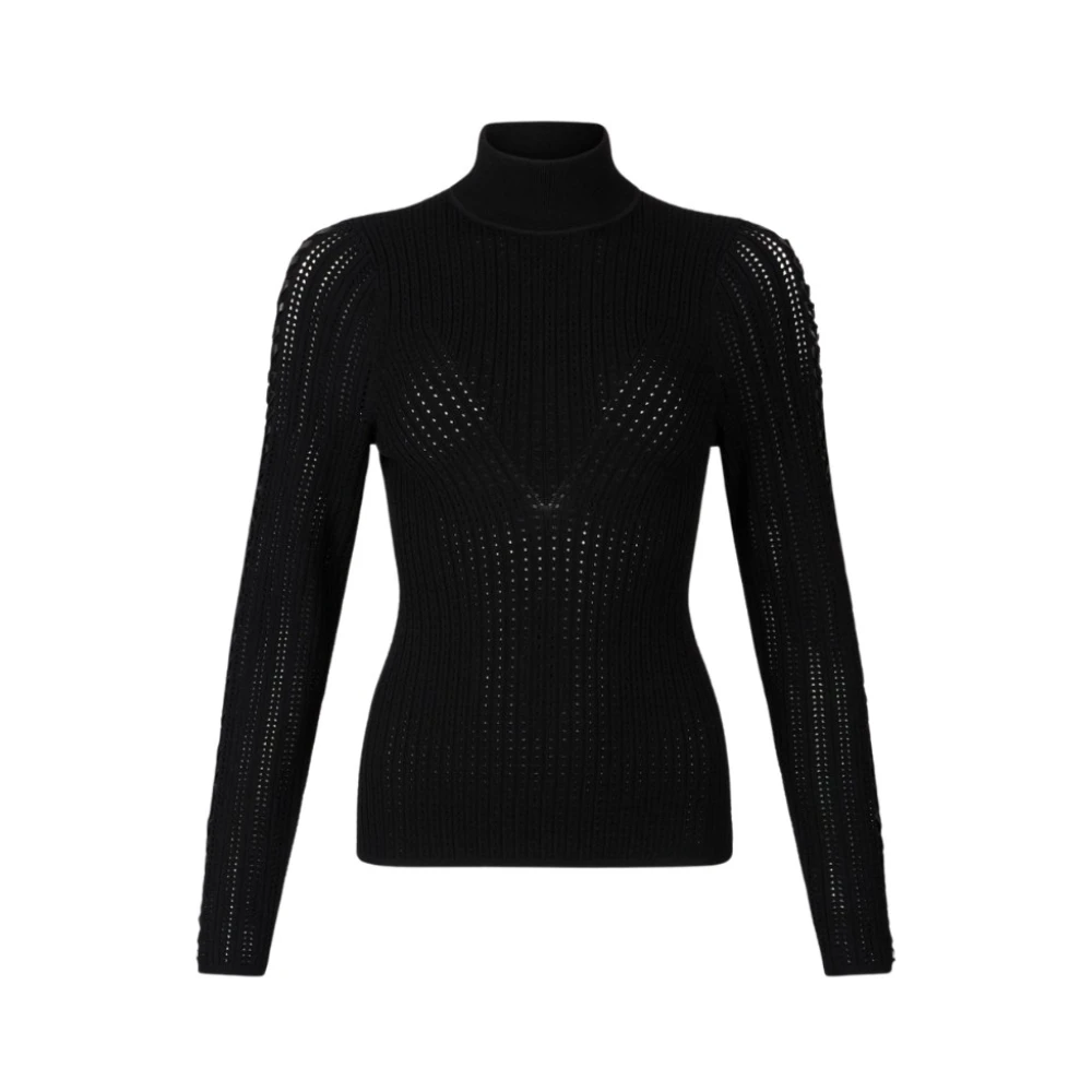 Liu Jo Mujer Negro - Jersey De Viscosa Con Cuello Alto- Knitwear - Xs- Jersey De Viscosa Con Cuello Alto