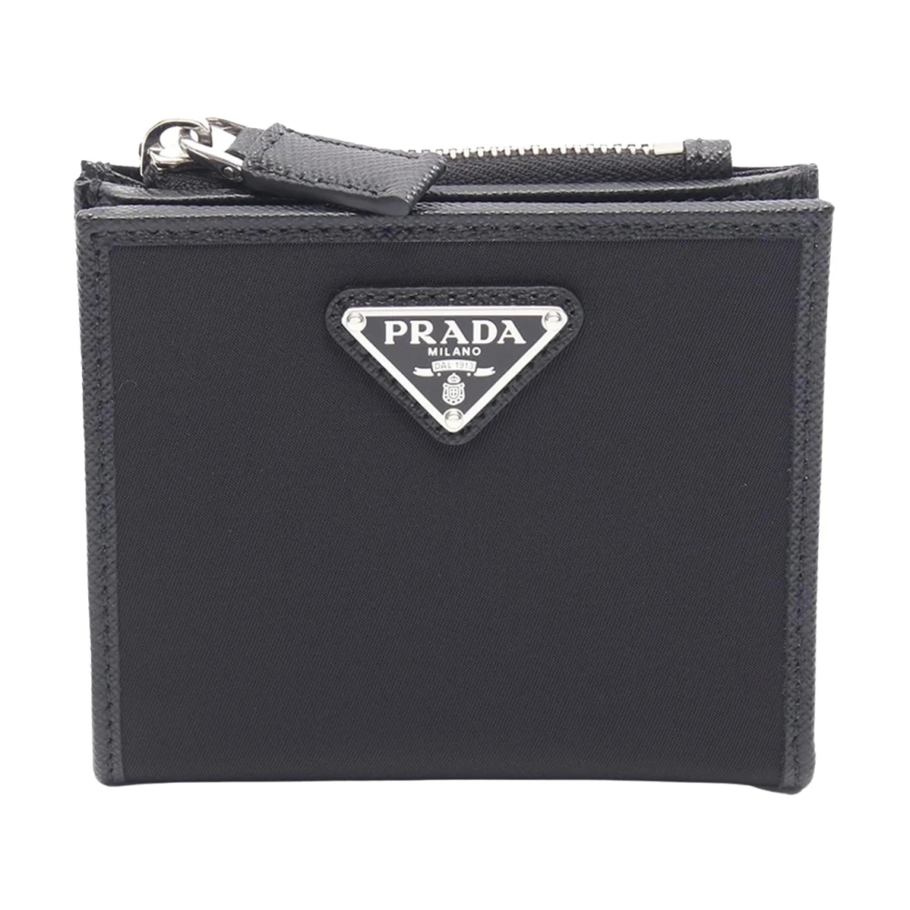 Prada Vintage Women's Black Vintage Wallets, One Size, Pre-Owned Vintage Nylon And Leather Bifold Wallet