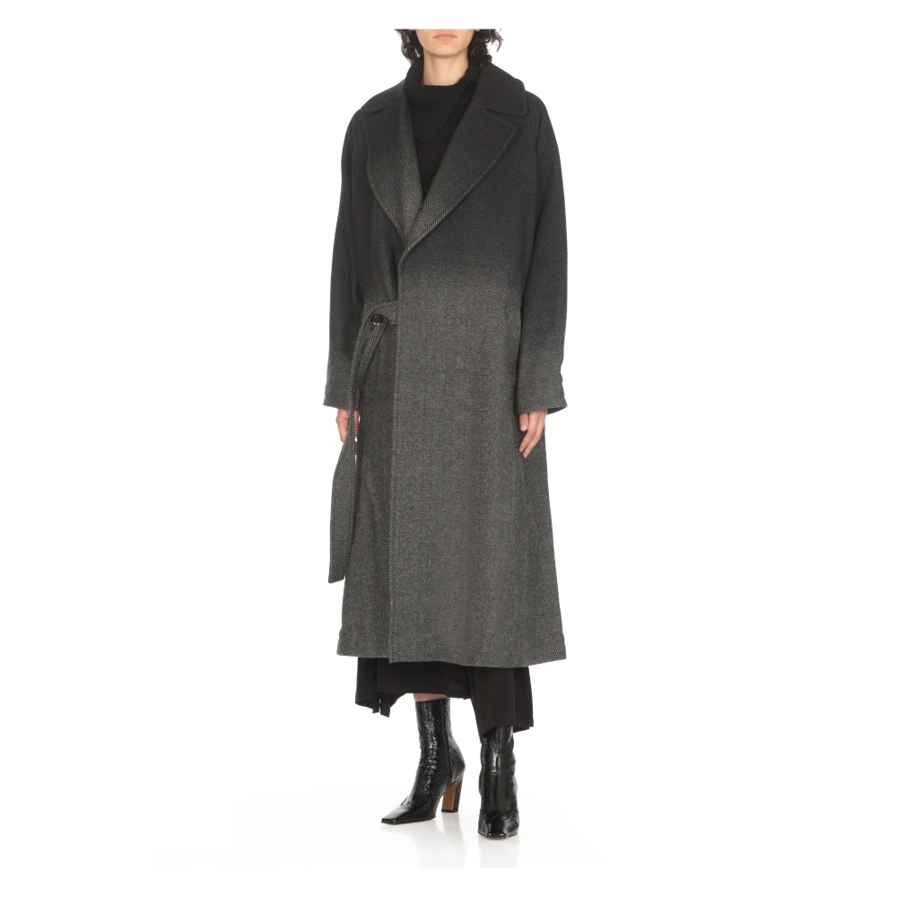 Y-3 Zwarte wollen jas met pieklapel Black Dames