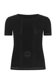 Zwart Viscose Blend Lunar-Pointelle T-shirt