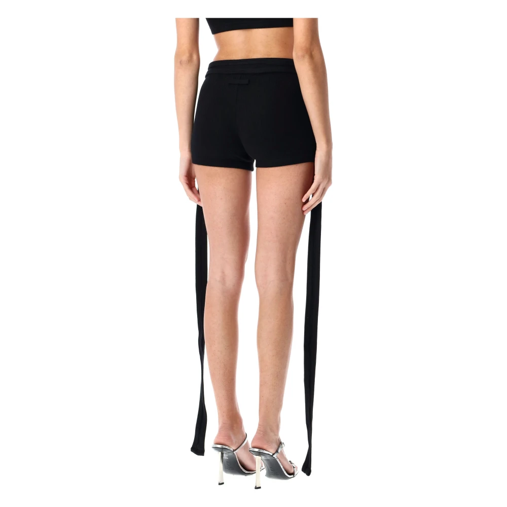 Jean Paul Gaultier Zwarte Geribbelde Elastische Taille Shorts Black Dames