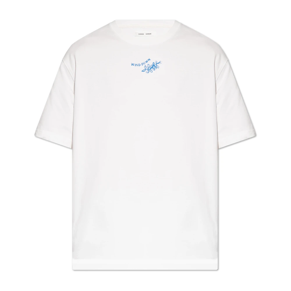 Samsøe Oversized Korte Mouw Bedrukt T-shirt White Heren