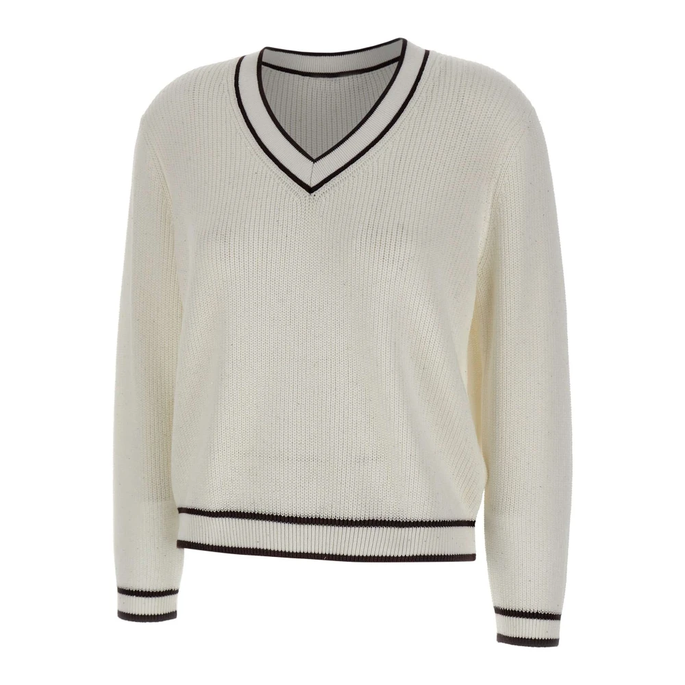 Kangra Women's White V-Neck Knitwear, L, V-Neck Knit