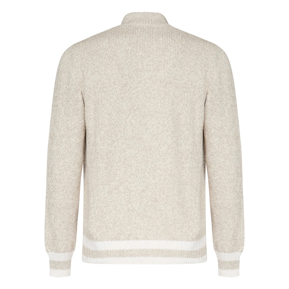 Eleventy Gestreepte Vest met Hoge Kraag Beige Heren