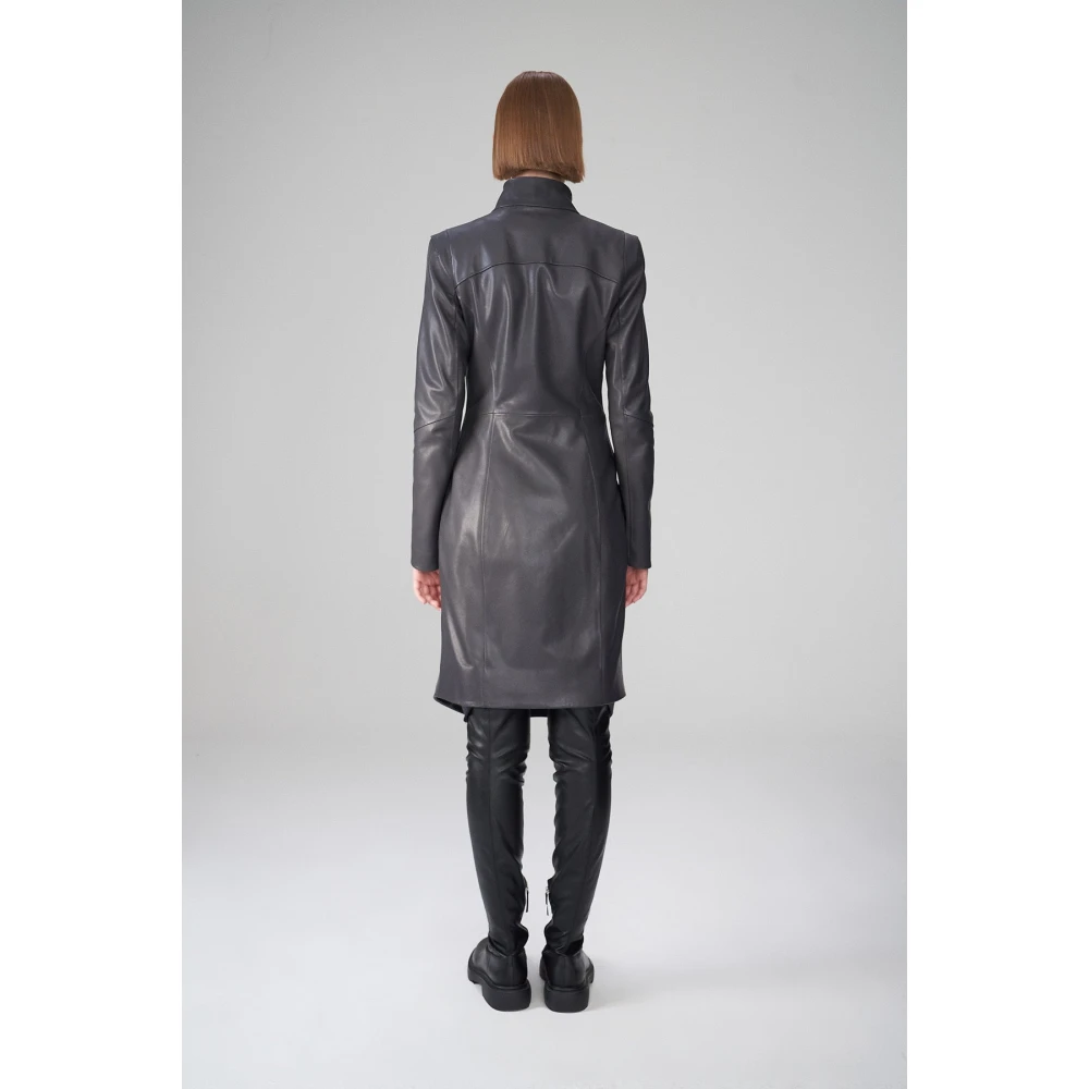Vespucci by VSP Alyson Antraciet Leren Jas Gray Dames