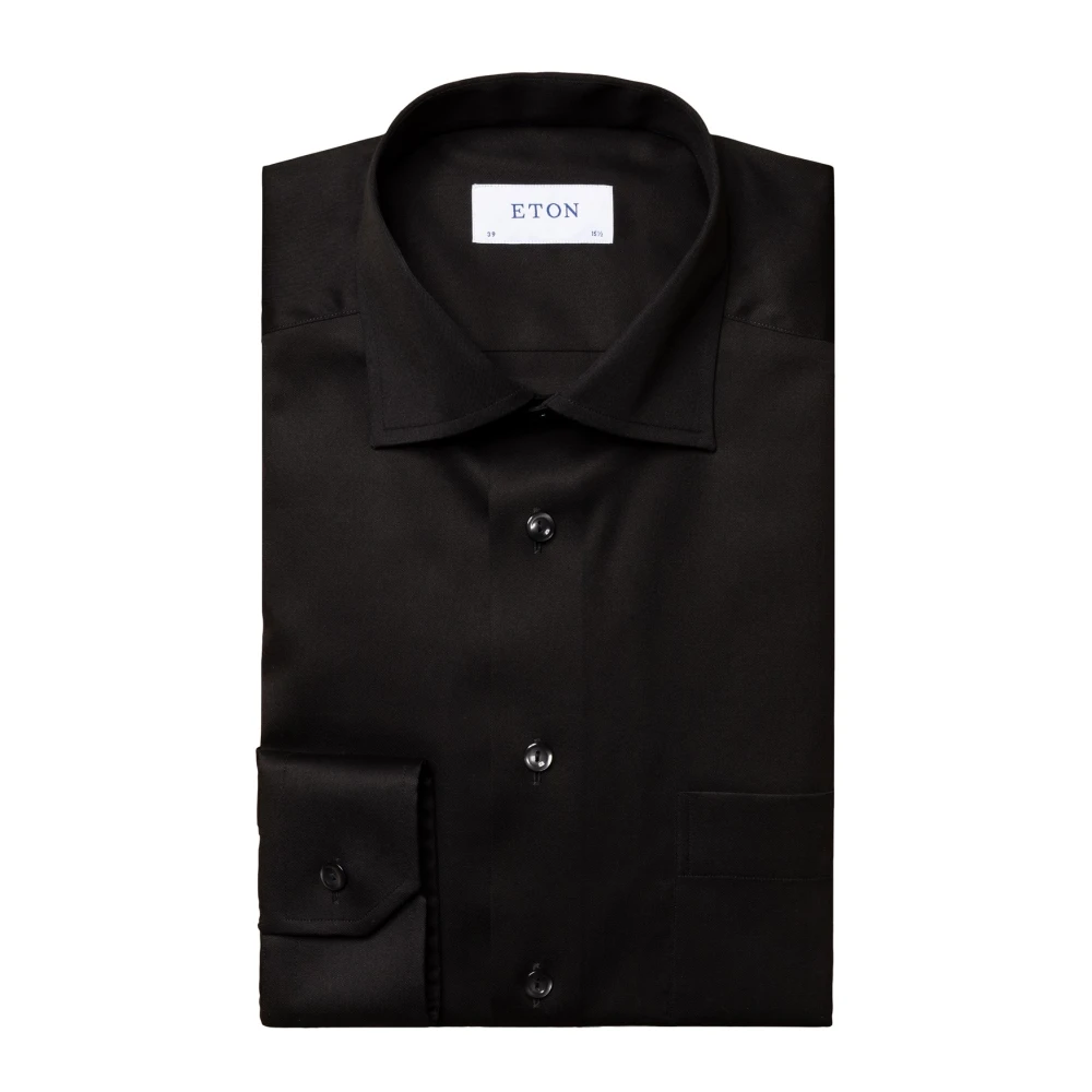 Eton Klassieke Fit Zwarte Zakelijk Overhemd Black Heren