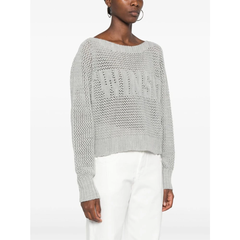 Twinset Grijze Gebreide Boothals Trui Gray Dames