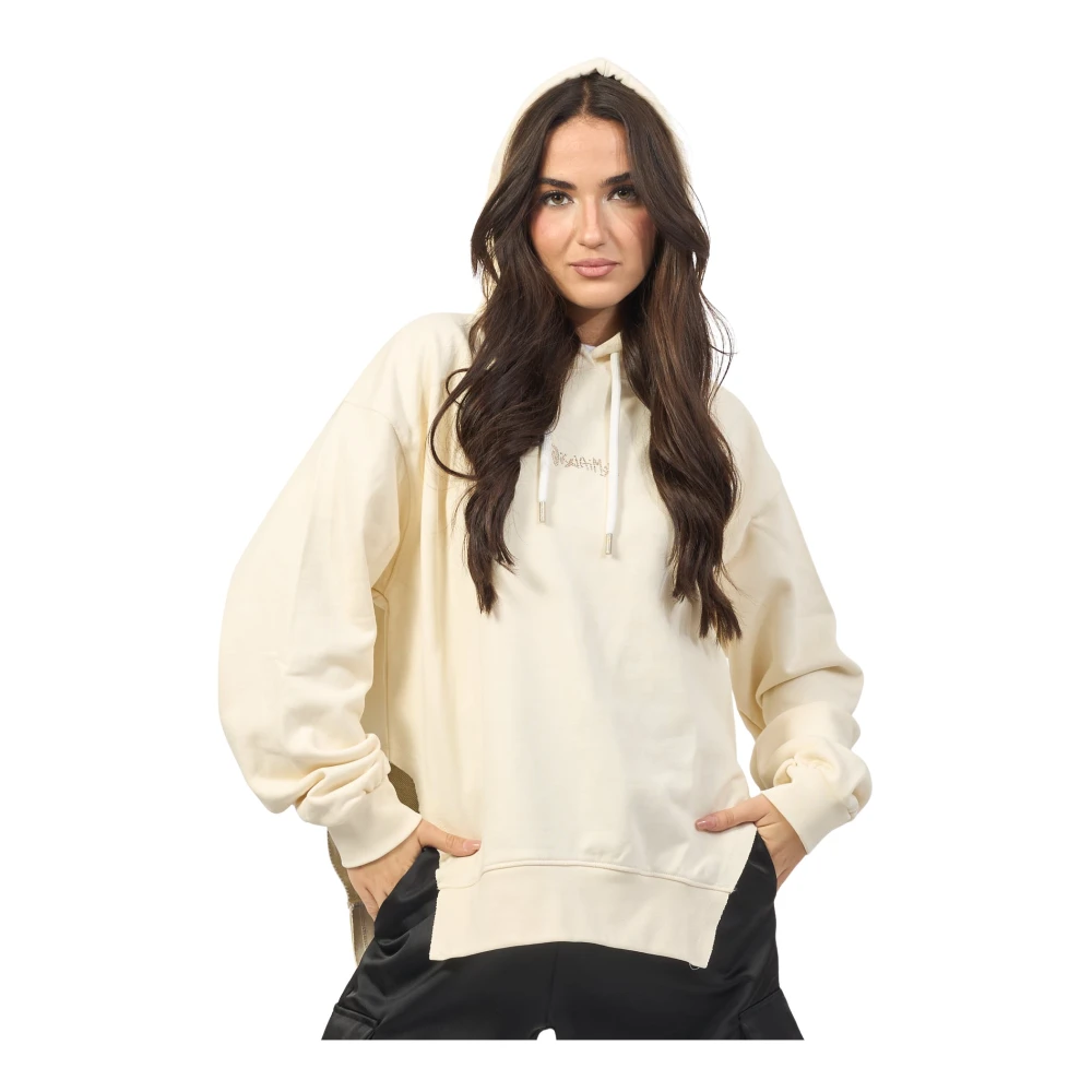 Disclaimer Hoodie met Strass Logo Beige Dames