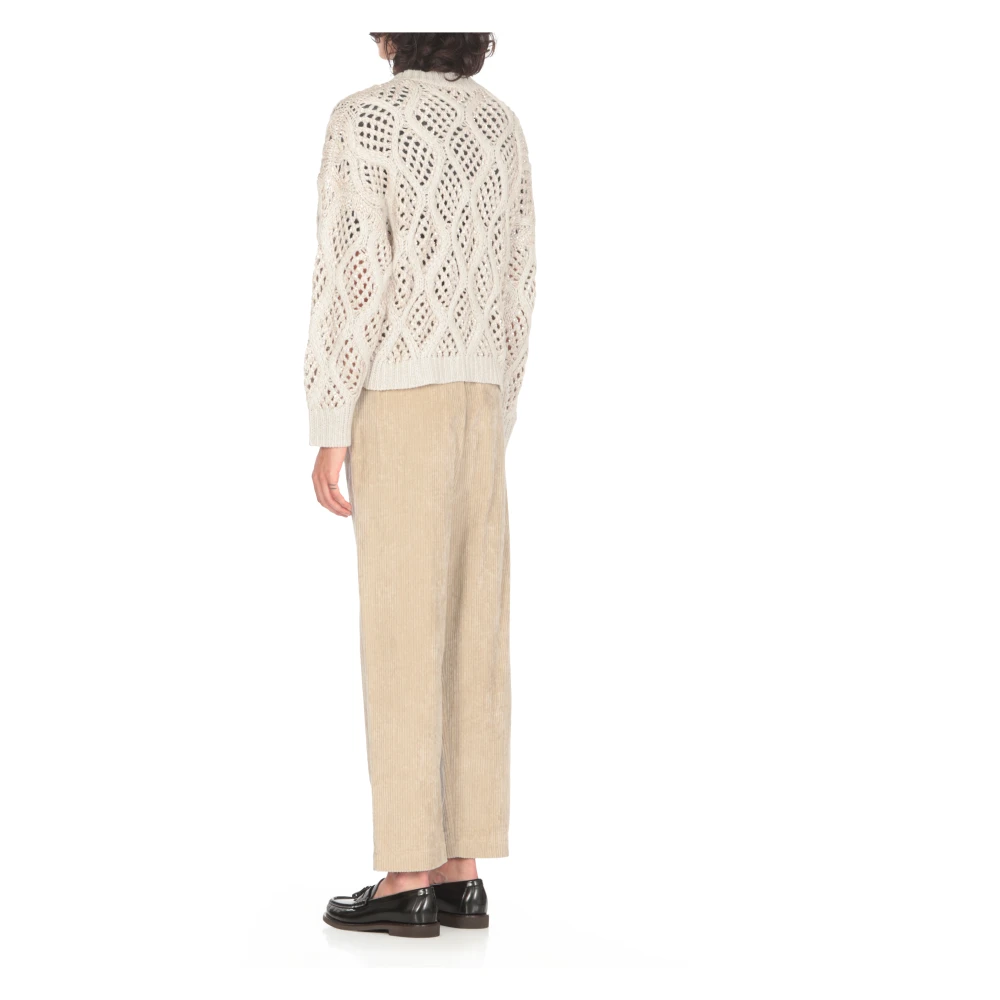 BRUNELLO CUCINELLI Ivoor Kasjmier Trui met Lurex Details Beige Dames
