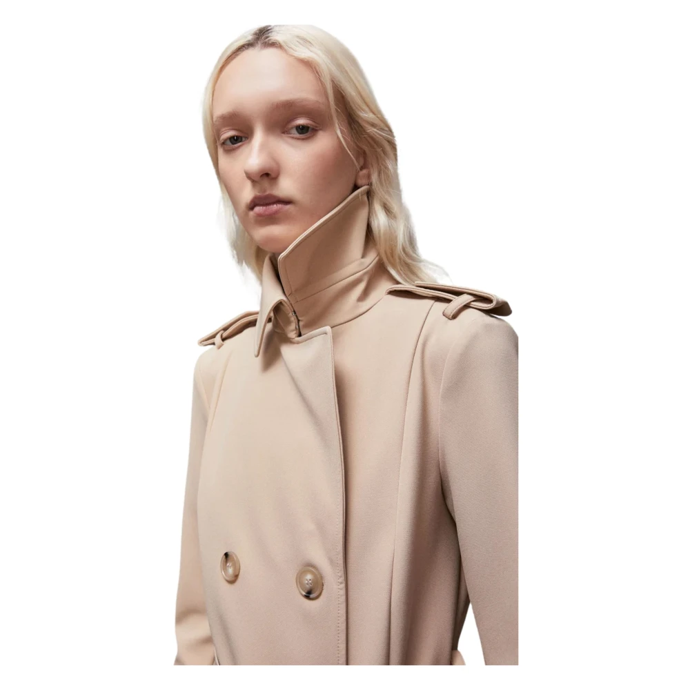PATRIZIA PEPE Beige Double-Breasted Trenchcoat Beige Dames