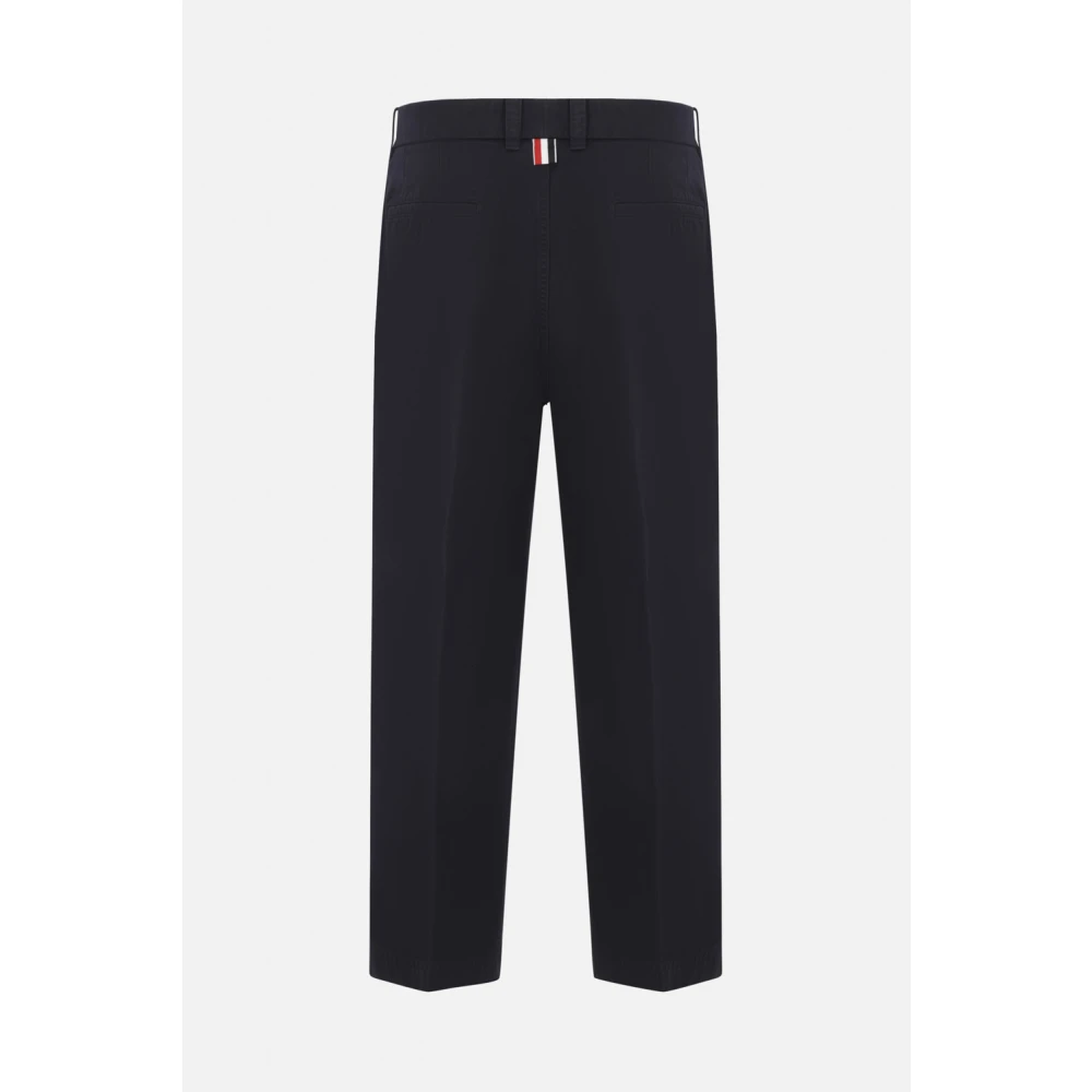 Thom Browne Blauwe Chino Broek met Grosgrain Detail Blue Heren