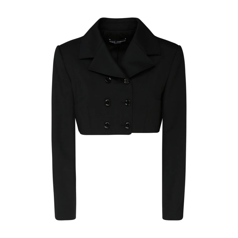 Dolce & Gabbana Women's Black Blazers,, Wool Blend Cropped Blazer Small