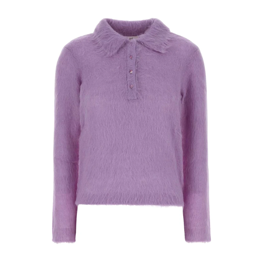 Chloé Women's Purple Polo Shirts, S, Wool Blend Polo Shirt