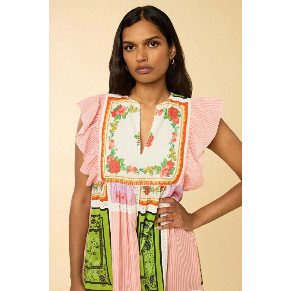 Manoush Bloemen Patchwork Gehaakte Jurk Multicolor Dames