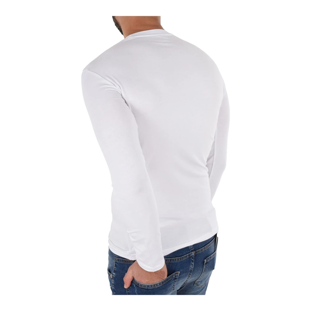 Emporio Armani Stretch Logo Geborduurd T-shirt Wit White Heren
