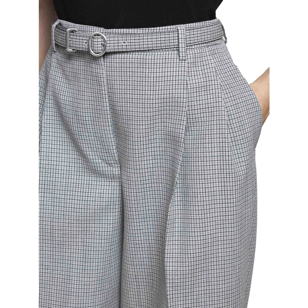 Jil Sander Grijze Geruite Wollen Broek Gray Dames