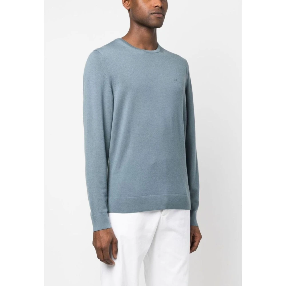 Calvin Klein Superior Wool Crew Neck Sweater Blue Heren