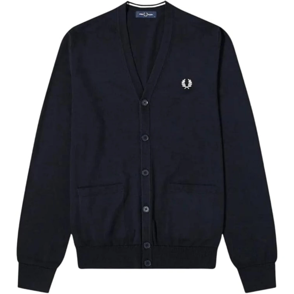 Fred Perry Merinowol Vest Modernistische Stijl Blue Heren