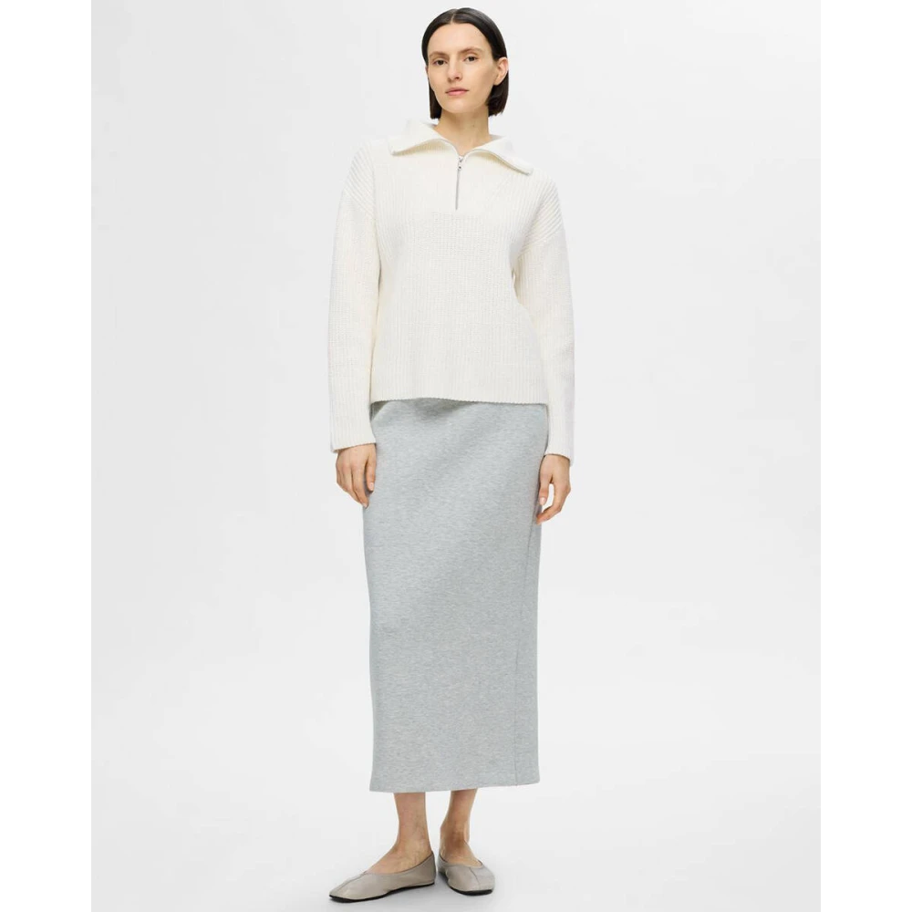 Selected Femme Zwarte Pullover Bloomie Half Zip Beige Dames