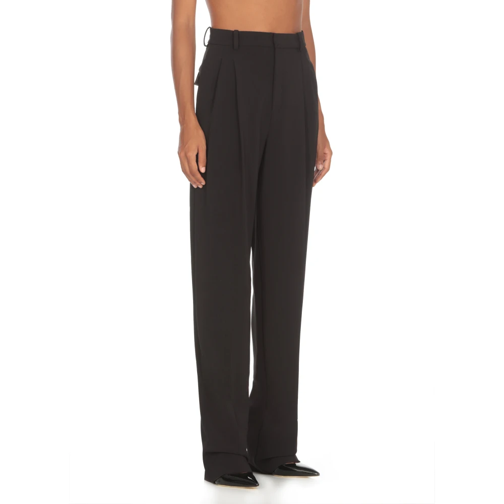 Elisabetta Franchi Zwarte Crêpe Broek met Zakken Black Dames