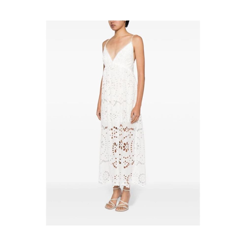 Zimmermann Witte Katoenen Geborduurde V-hals Jurk White Dames