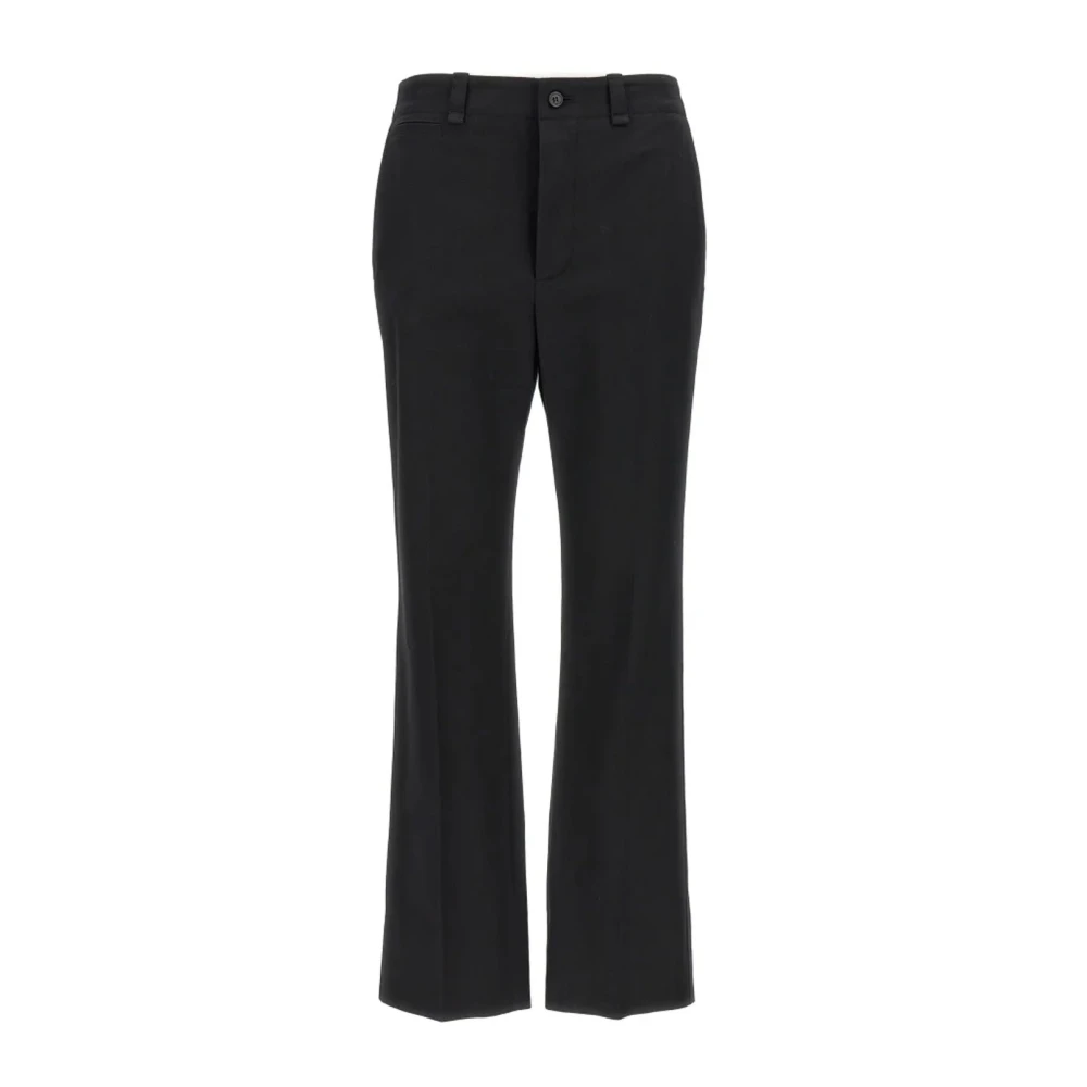 Saint Laurent Katoenen Broek met Voorknoopsluiting Black Dames