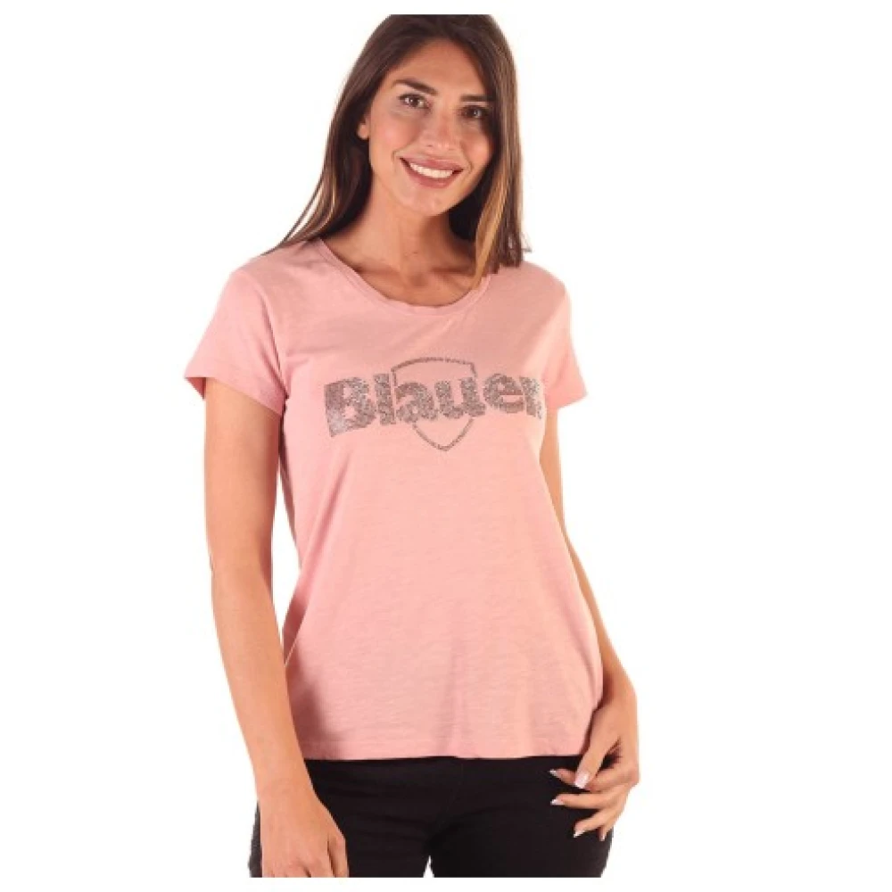 Blauer Dames T-shirt van 100% katoen Pink Dames