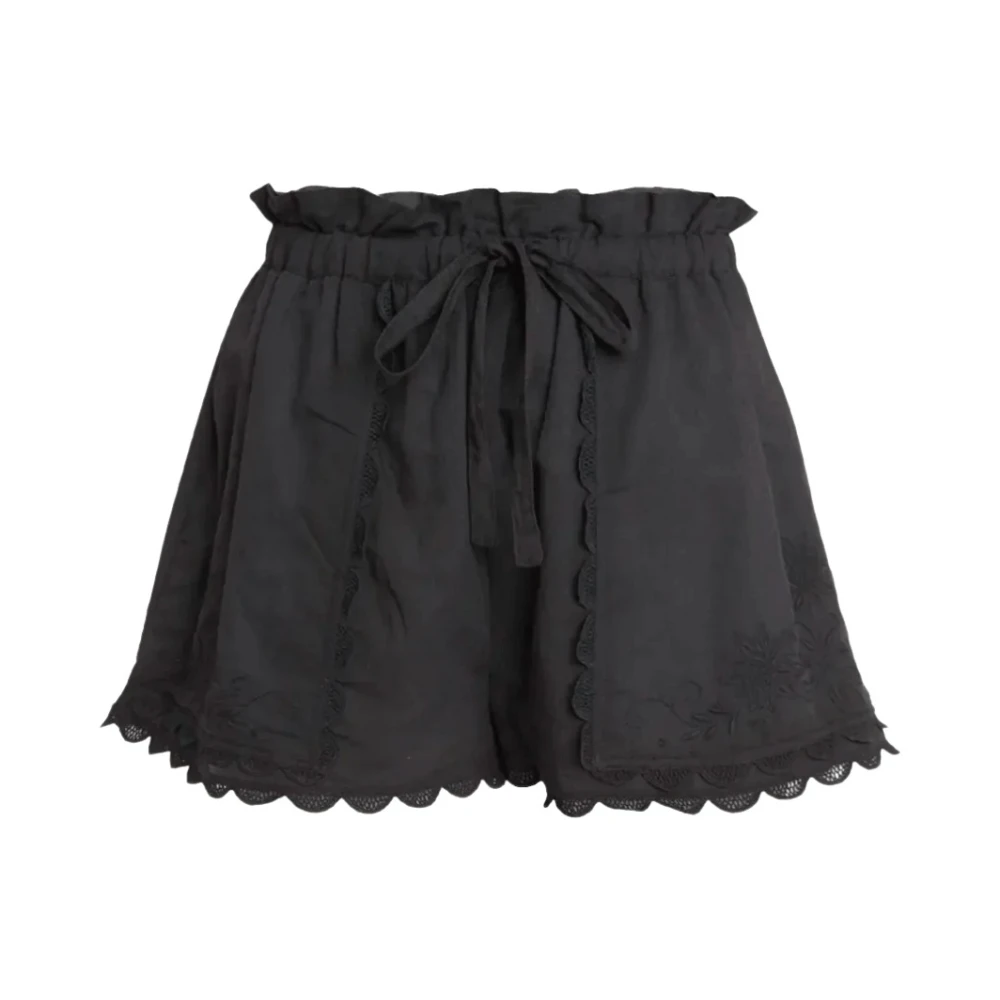 Ulla Johnson Zwarte Bloemen Linnen Katoenen Shorts Black Dames